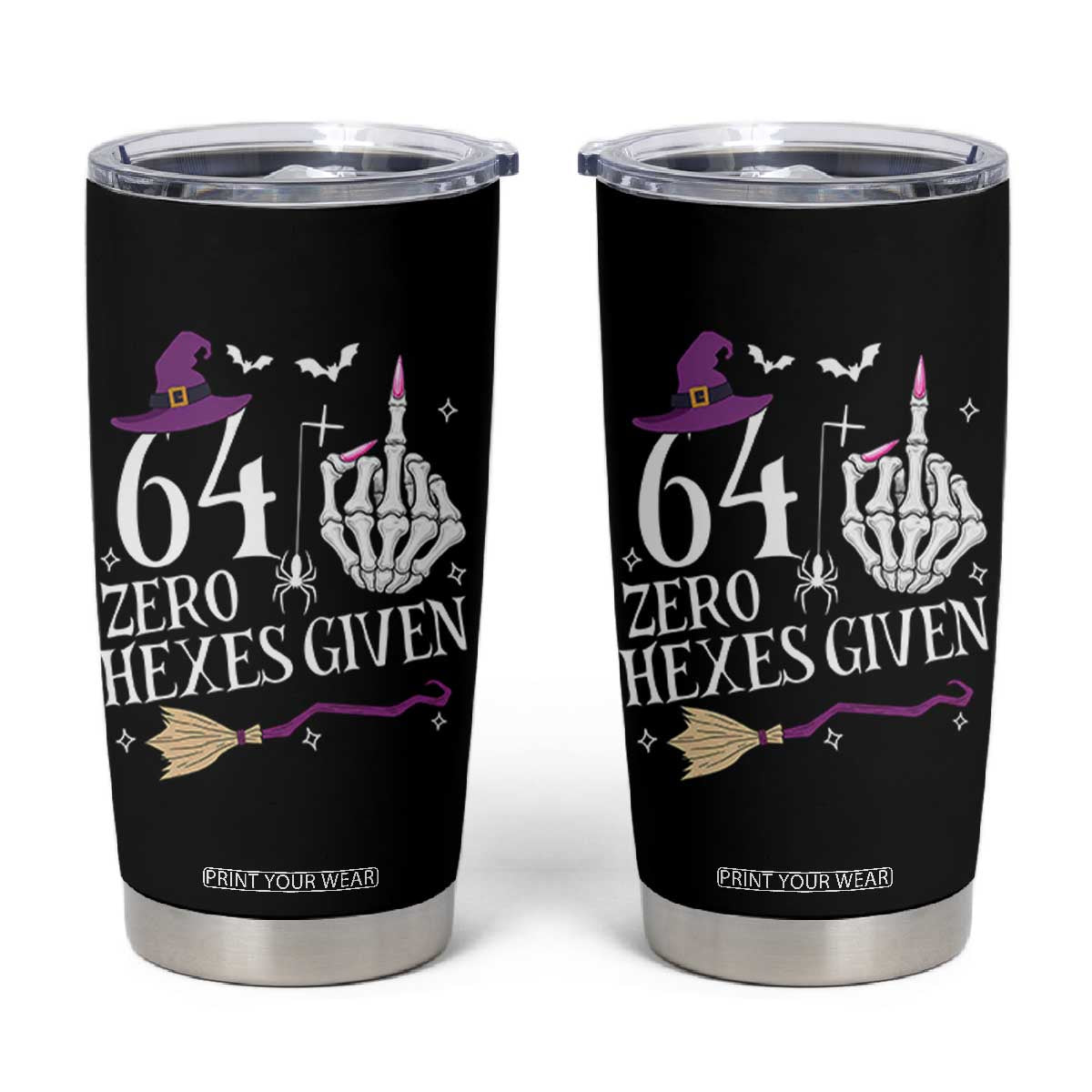 65th Birthday Halloween Tumbler Cup 64 Plus Middle Finger Zero Hexes Given Gift For Women TS14 Black Print Your Wear