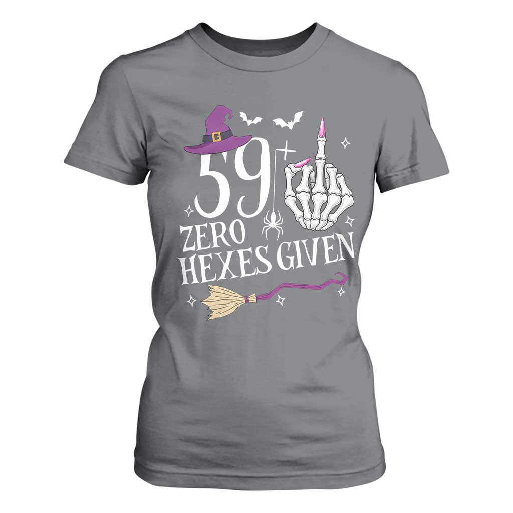 60th Birthday Halloween T Shirt For Women 59 Plus Middle Finger Zero Hexes Given Gift For Women TS14 Charcoal Print Your Wear
