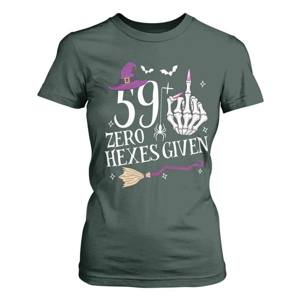 60th Birthday Halloween T Shirt For Women 59 Plus Middle Finger Zero Hexes Given Gift For Women TS14 Dark Forest Green Print Your Wear