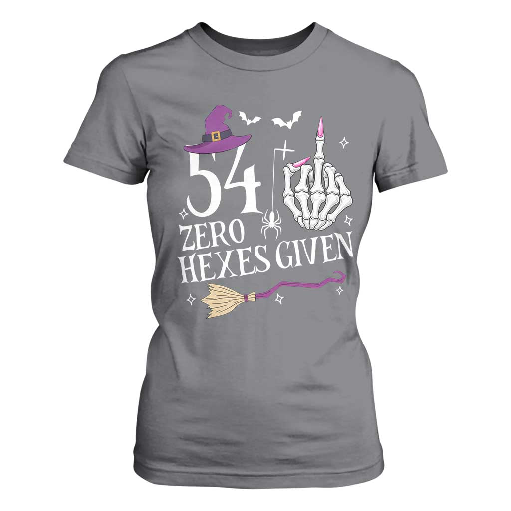 55th Birthday Halloween T Shirt For Women 54 Plus Middle Finger Zero Hexes Given Gift For Women TS14 Charcoal Print Your Wear
