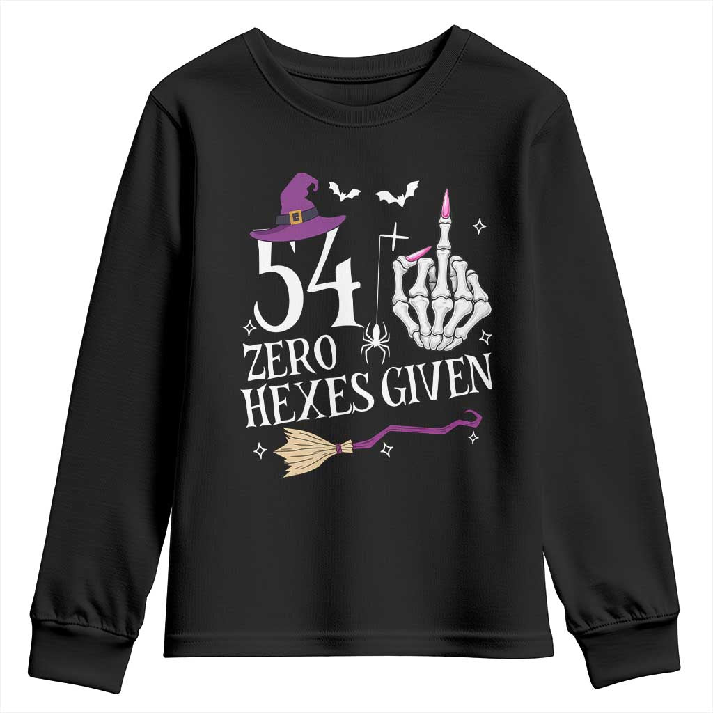 55th Birthday Halloween Youth Sweatshirt 54 Plus Middle Finger Zero Hexes Given Gift For Women TS14 Black Print Your Wear