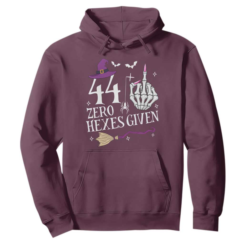 45th Birthday Halloween Hoodie 44 Plus Middle Finger Zero Hexes Given Gift For Women TS14 Maroon Print Your Wear