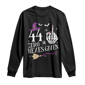 45th Birthday Halloween Long Sleeve Shirt 44 Plus Middle Finger Zero Hexes Given Gift For Women TS14 Black Print Your Wear