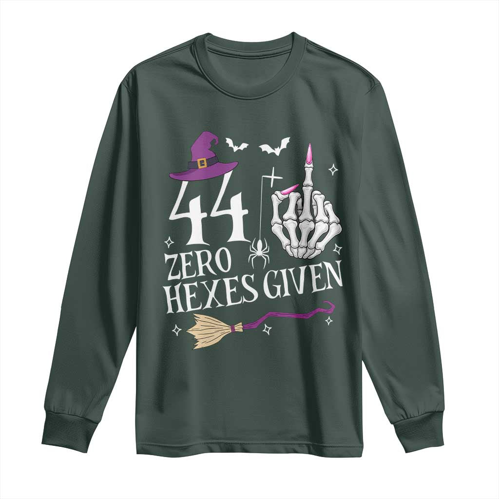 45th Birthday Halloween Long Sleeve Shirt 44 Plus Middle Finger Zero Hexes Given Gift For Women TS14 Dark Forest Green Print Your Wear