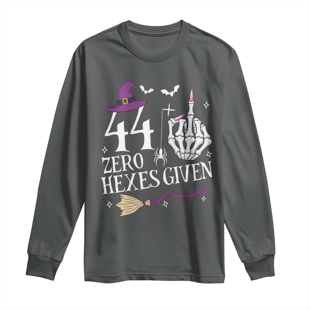 45th Birthday Halloween Long Sleeve Shirt 44 Plus Middle Finger Zero Hexes Given Gift For Women TS14 Dark Heather Print Your Wear