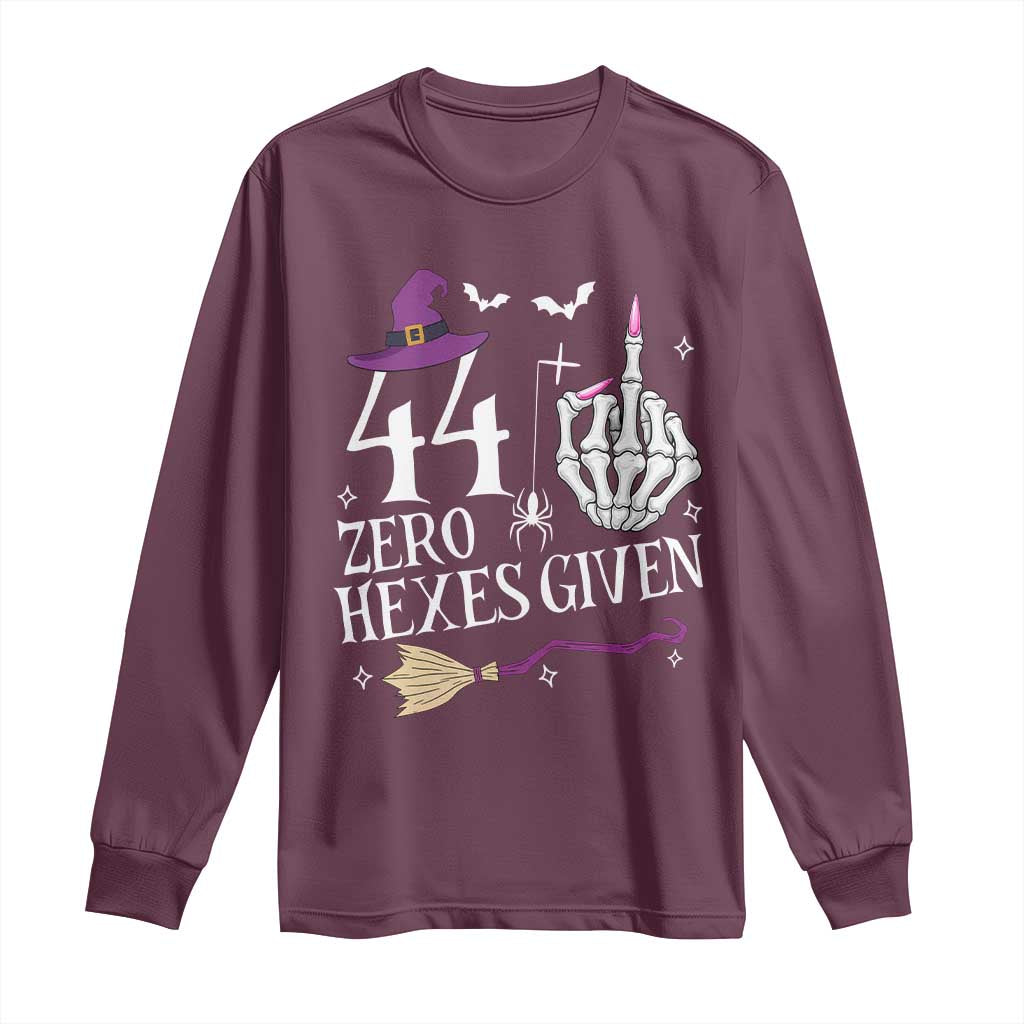 45th Birthday Halloween Long Sleeve Shirt 44 Plus Middle Finger Zero Hexes Given Gift For Women TS14 Maroon Print Your Wear