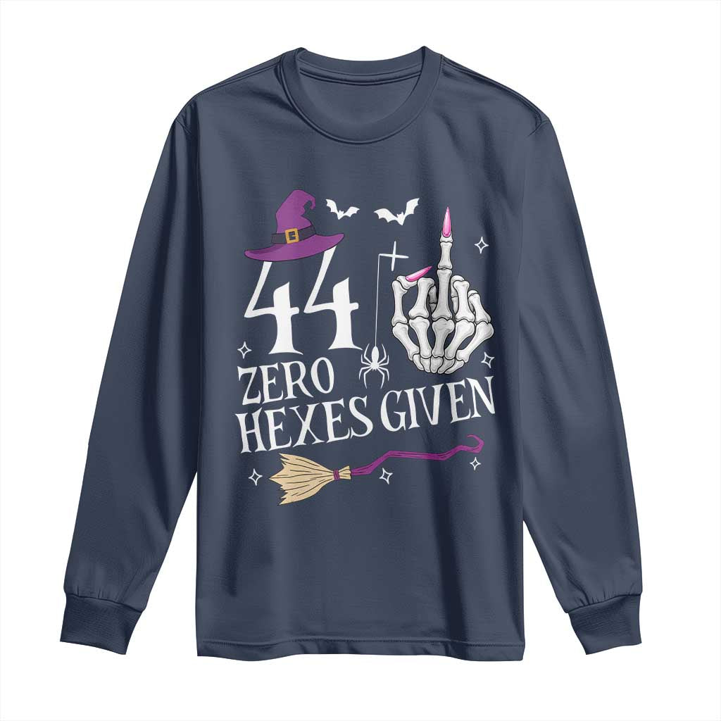 45th Birthday Halloween Long Sleeve Shirt 44 Plus Middle Finger Zero Hexes Given Gift For Women TS14 Navy Print Your Wear