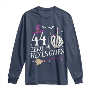 45th Birthday Halloween Long Sleeve Shirt 44 Plus Middle Finger Zero Hexes Given Gift For Women TS14 Navy Print Your Wear