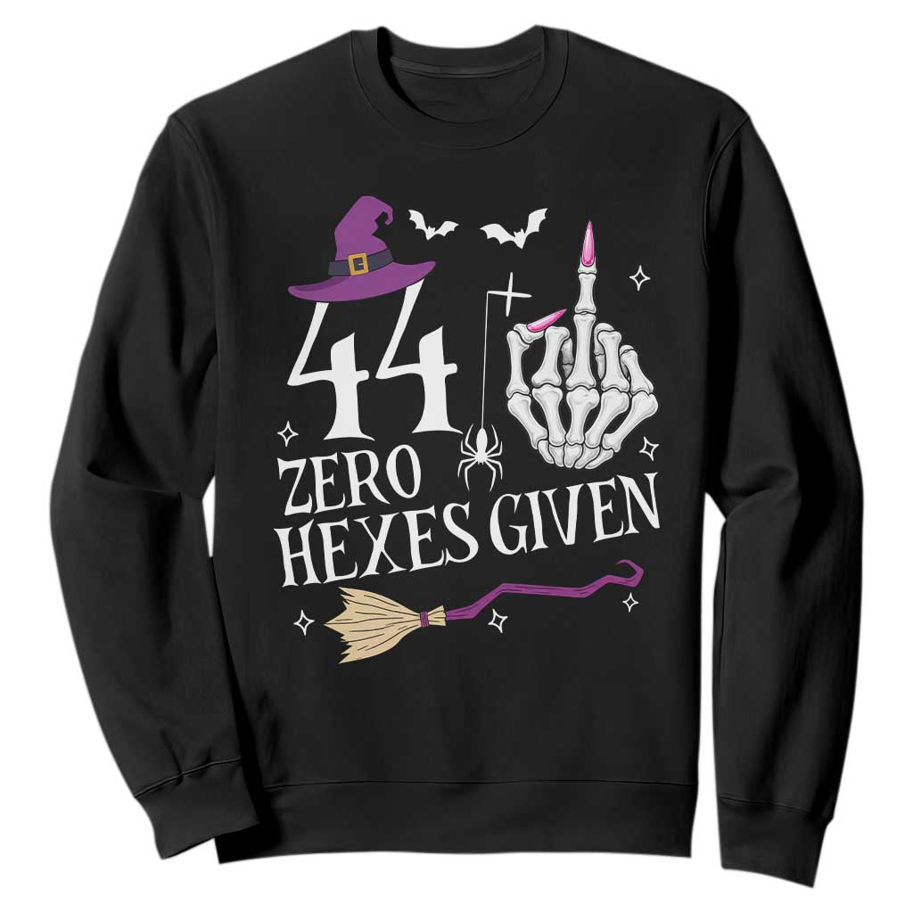 45th Birthday Halloween Sweatshirt 44 Plus Middle Finger Zero Hexes Given Gift For Women TS14 Black Print Your Wear