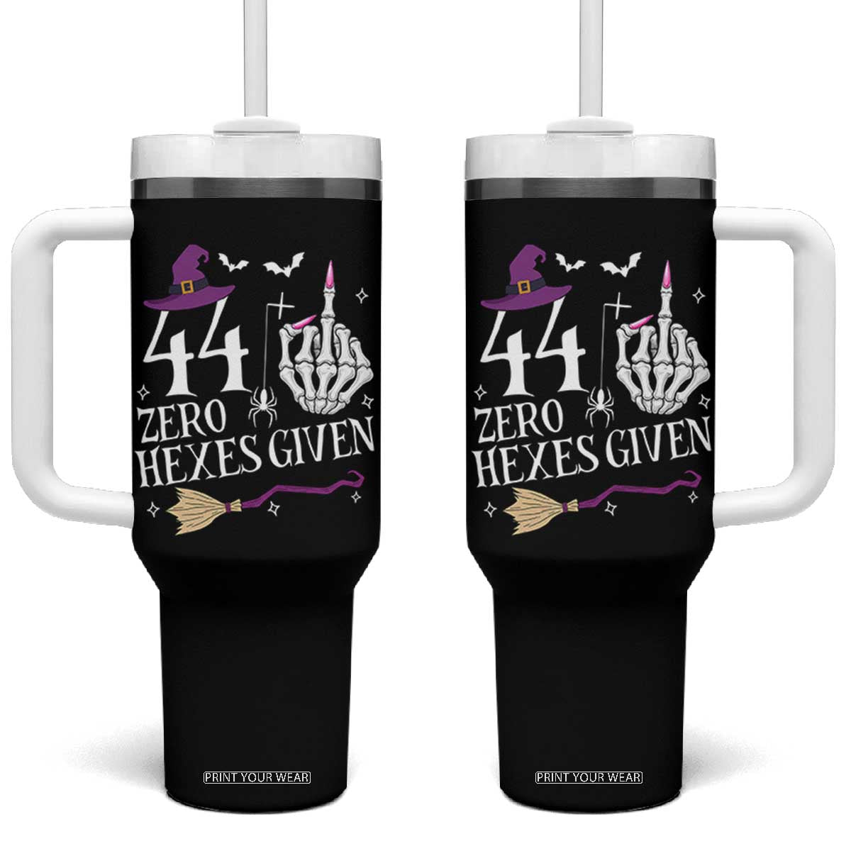 45th Birthday Halloween Tumbler With Handle 44 Plus Middle Finger Zero Hexes Given Gift For Women TS14 One Size: 40 oz Black Print Your Wear