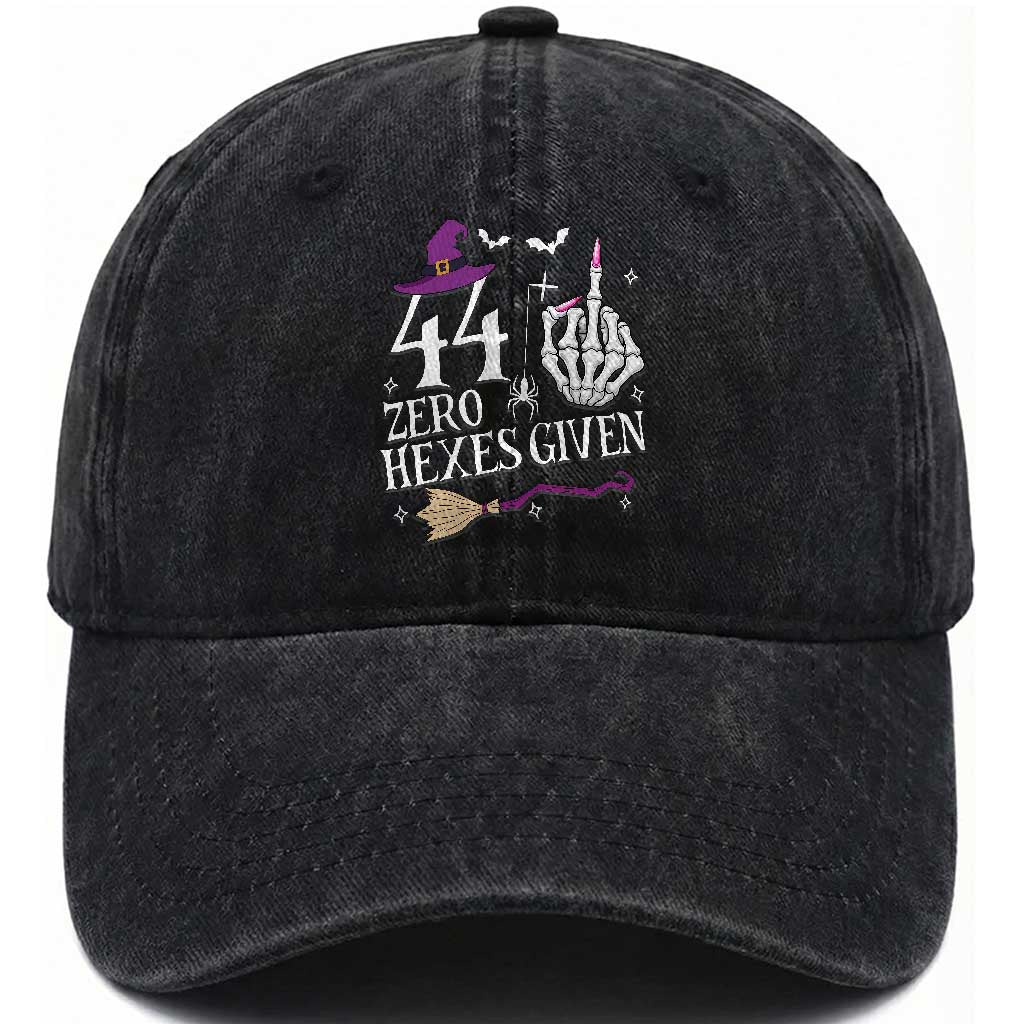 45th Birthday Halloween Washed Cotton Baseball Cap 44 Plus Middle Finger Zero Hexes Given Gift For Women TS14 Print Your Wear
