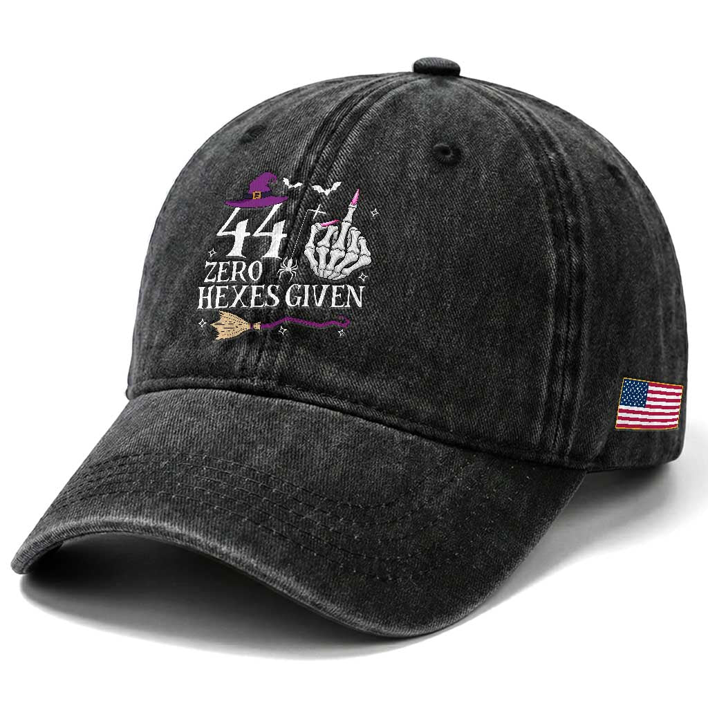 45th Birthday Halloween Washed Cotton Baseball Cap 44 Plus Middle Finger Zero Hexes Given Gift For Women TS14 Print Your Wear