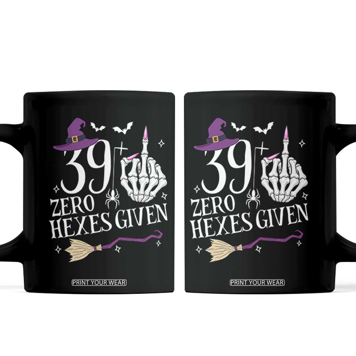 40th Birthday Halloween Coffee Mug 39 Plus Middle Finger Zero Hexes Given Gift For Women TS14 Black Print Your Wear