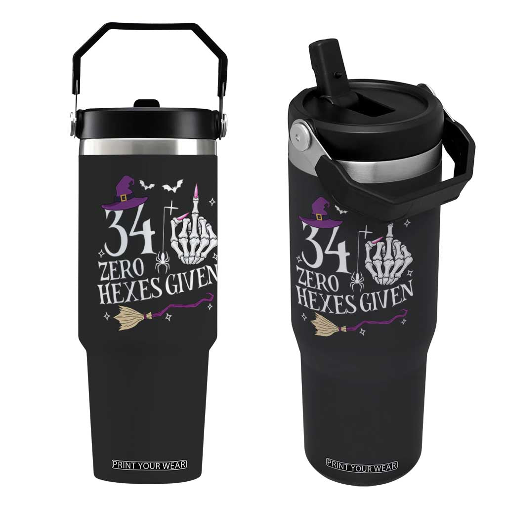 35th Birthday Halloween Flip Straw Tumbler 34 Plus Middle Finger Zero Hexes Given Gift For Women TS14 One Size: 30 oz Black Print Your Wear