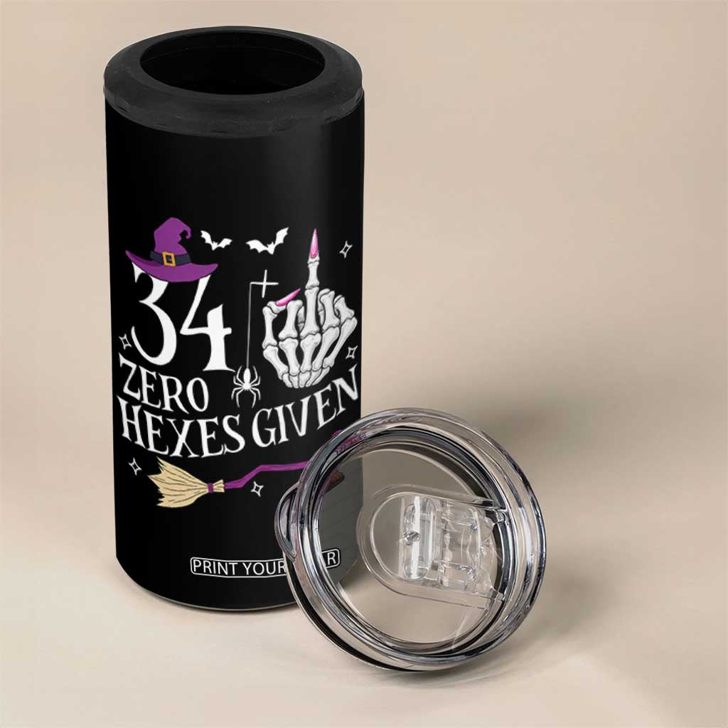35th Birthday Halloween 4 in 1 Can Cooler Tumbler 34 Plus Middle Finger Zero Hexes Given Gift For Women TS14 Print Your Wear