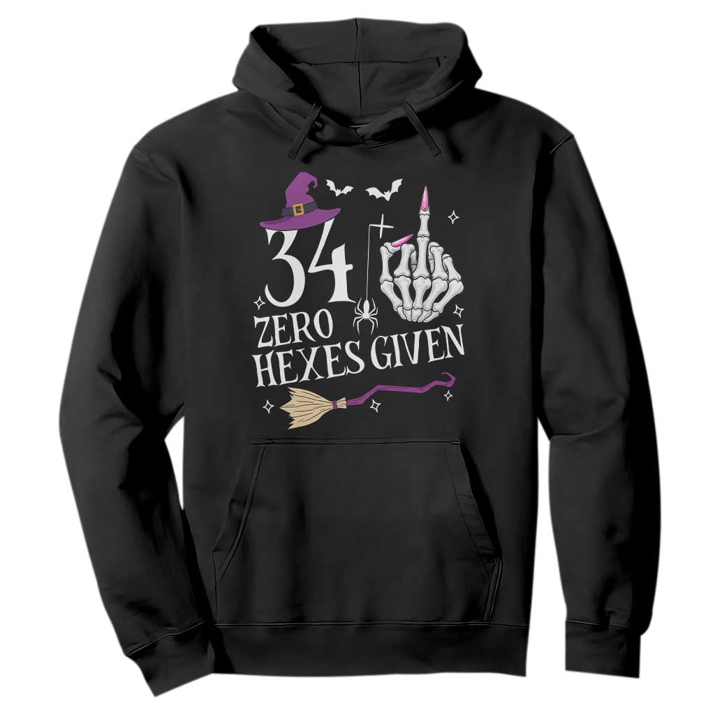 35th Birthday Halloween Hoodie 34 Plus Middle Finger Zero Hexes Given Gift For Women TS14 Black Print Your Wear