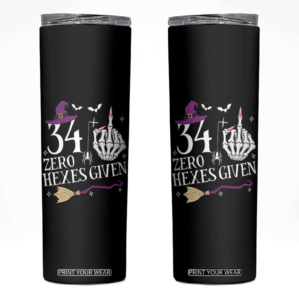 35th Birthday Halloween Skinny Tumbler 34 Plus Middle Finger Zero Hexes Given Gift For Women TS14 Black Print Your Wear