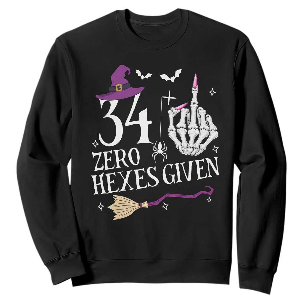 35th Birthday Halloween Sweatshirt 34 Plus Middle Finger Zero Hexes Given Gift For Women TS14 Black Print Your Wear