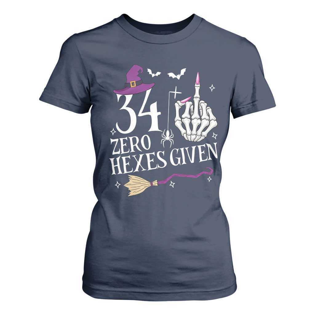 35th Birthday Halloween T Shirt For Women 34 Plus Middle Finger Zero Hexes Given Gift For Women TS14 Navy Print Your Wear