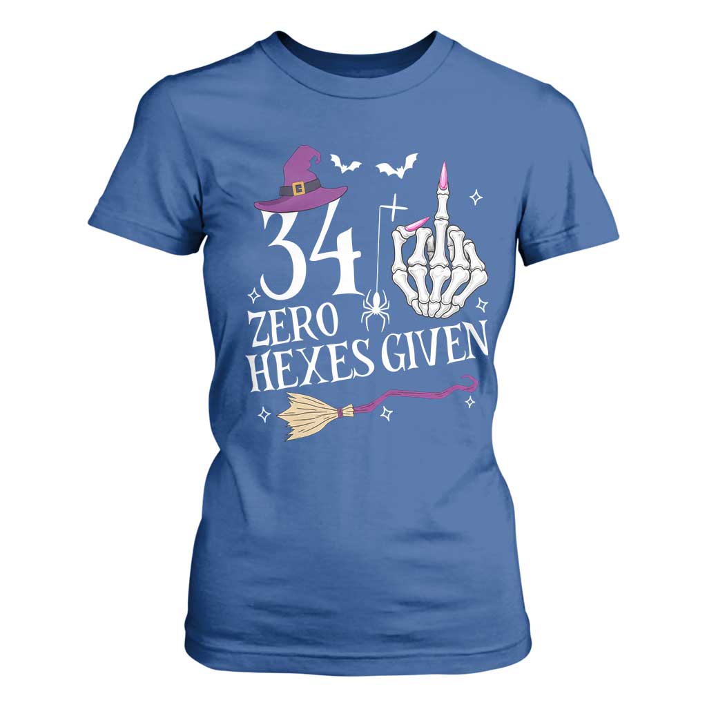 35th Birthday Halloween T Shirt For Women 34 Plus Middle Finger Zero Hexes Given Gift For Women TS14 Royal Blue Print Your Wear
