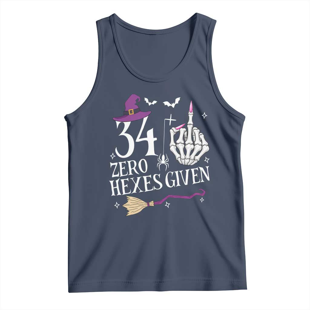 35th Birthday Halloween Tank Top 34 Plus Middle Finger Zero Hexes Given Gift For Women TS14 Navy Print Your Wear