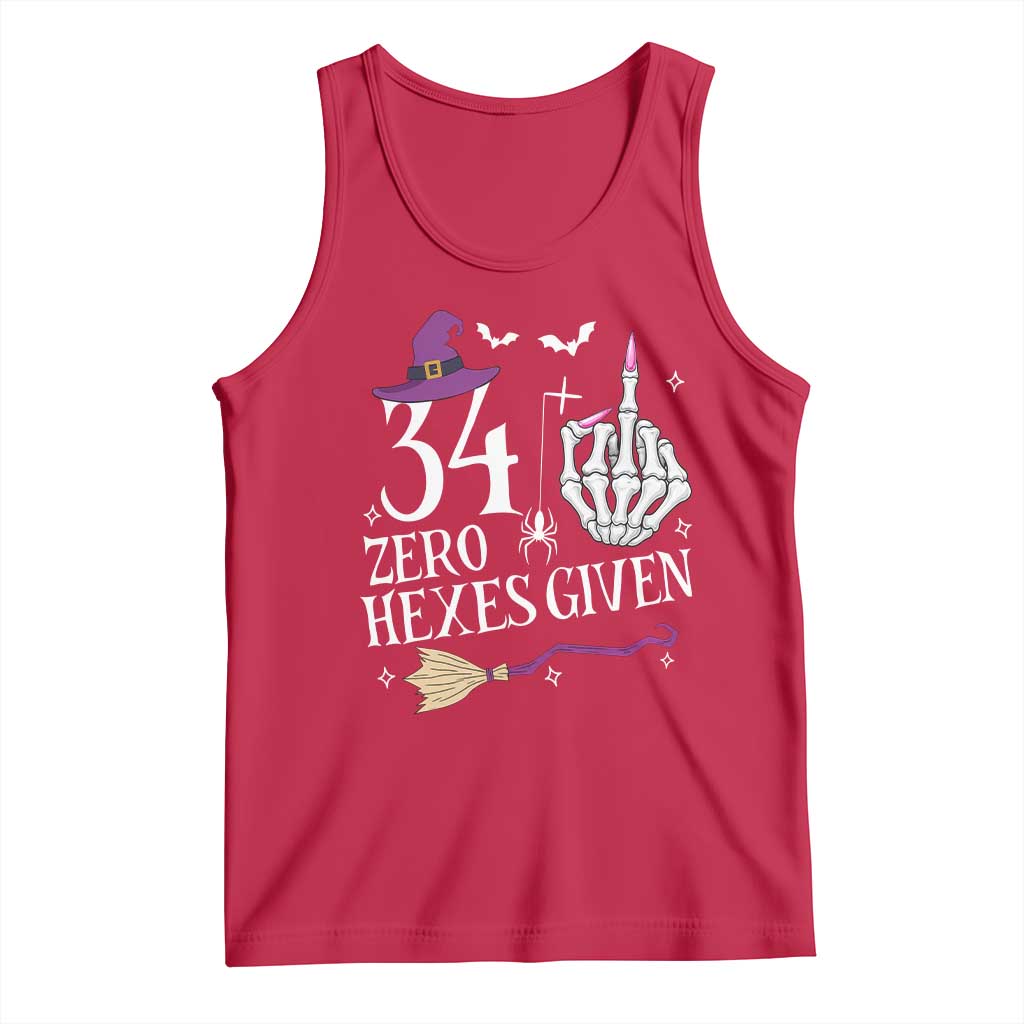 35th Birthday Halloween Tank Top 34 Plus Middle Finger Zero Hexes Given Gift For Women TS14 Red Print Your Wear