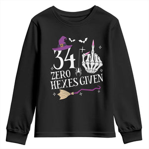35th Birthday Halloween Youth Sweatshirt 34 Plus Middle Finger Zero Hexes Given Gift For Women TS14 Black Print Your Wear