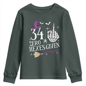 35th Birthday Halloween Youth Sweatshirt 34 Plus Middle Finger Zero Hexes Given Gift For Women TS14 Dark Forest Green Print Your Wear