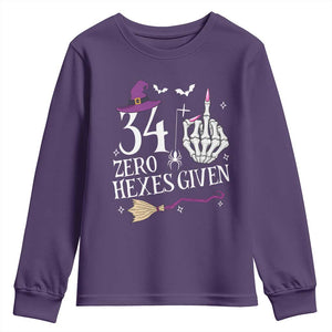 35th Birthday Halloween Youth Sweatshirt 34 Plus Middle Finger Zero Hexes Given Gift For Women TS14 Purple Print Your Wear
