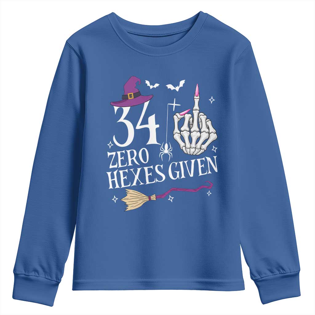 35th Birthday Halloween Youth Sweatshirt 34 Plus Middle Finger Zero Hexes Given Gift For Women TS14 Royal Blue Print Your Wear