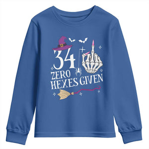 35th Birthday Halloween Youth Sweatshirt 34 Plus Middle Finger Zero Hexes Given Gift For Women TS14 Royal Blue Print Your Wear