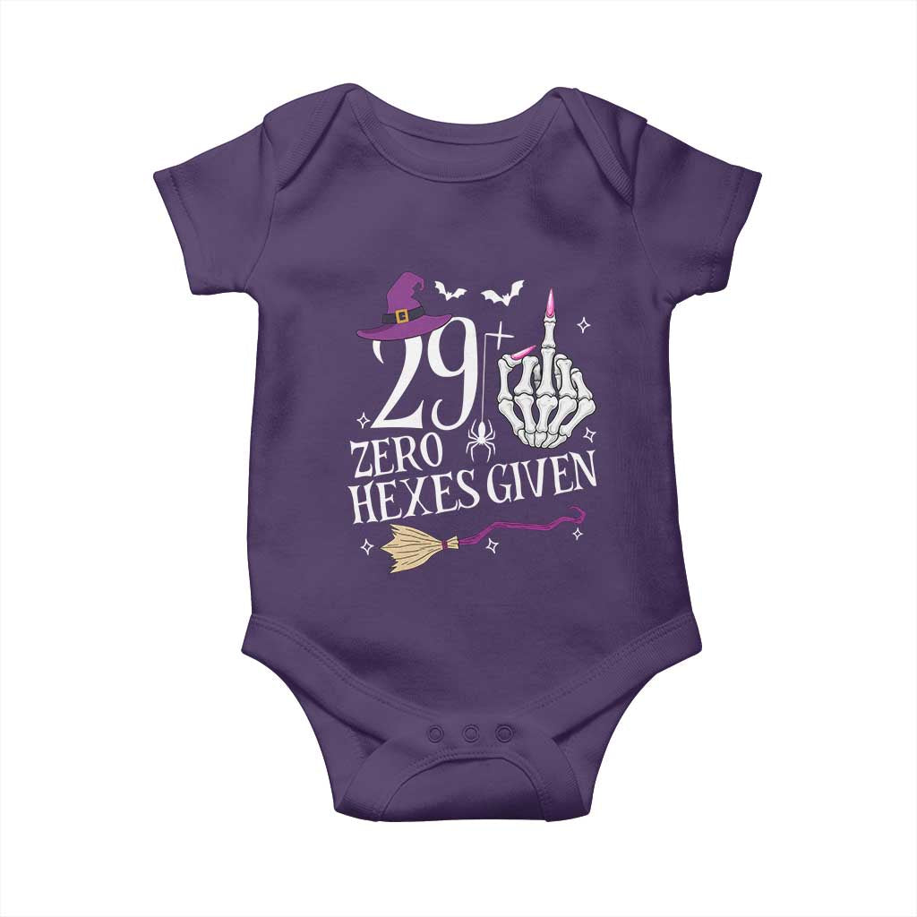 30th Birthday Halloween Baby Onesie 29 Plus Middle Finger Zero Hexes Given Gift For Women TS14 Purple Print Your Wear