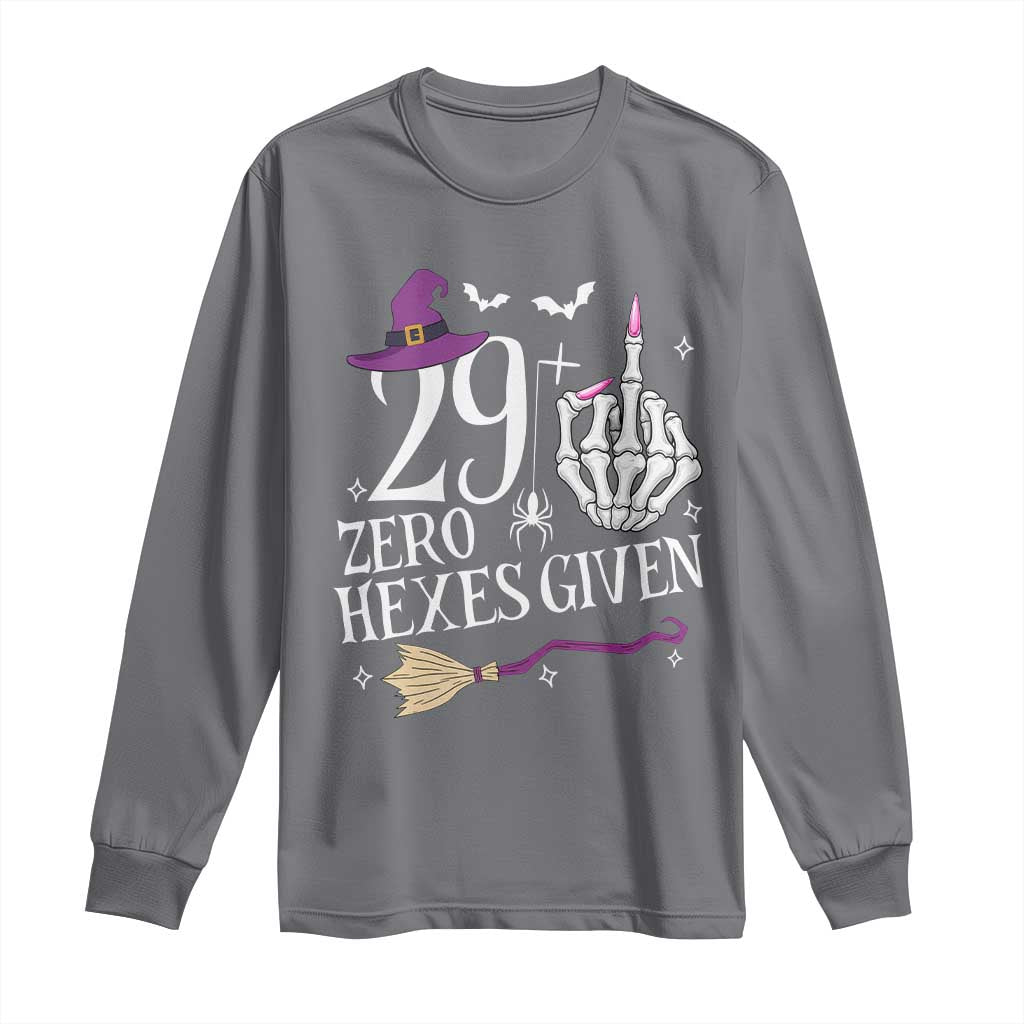 30th Birthday Halloween Long Sleeve Shirt 29 Plus Middle Finger Zero Hexes Given Gift For Women TS14 Charcoal Print Your Wear