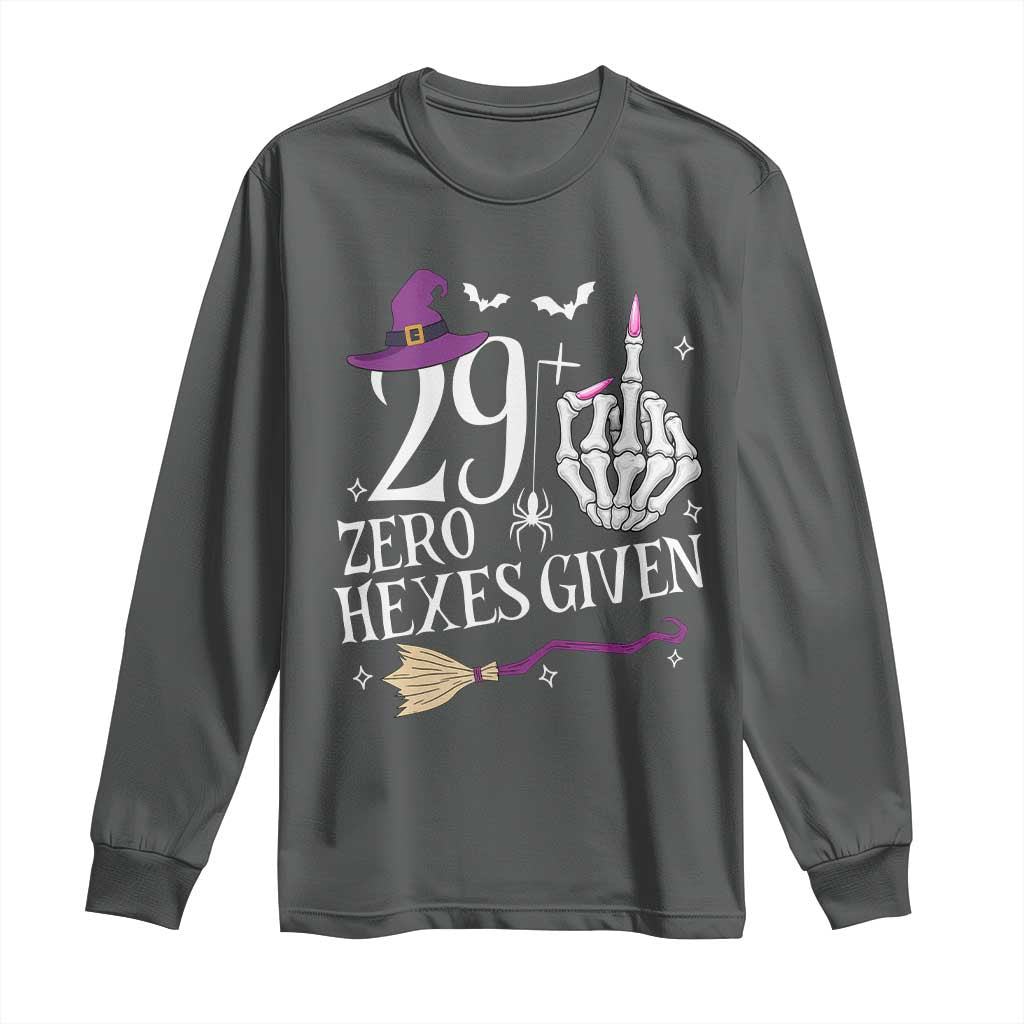 30th Birthday Halloween Long Sleeve Shirt 29 Plus Middle Finger Zero Hexes Given Gift For Women TS14 Dark Heather Print Your Wear