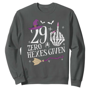 30th Birthday Halloween Sweatshirt 29 Plus Middle Finger Zero Hexes Given Gift For Women TS14 Dark Heather Print Your Wear