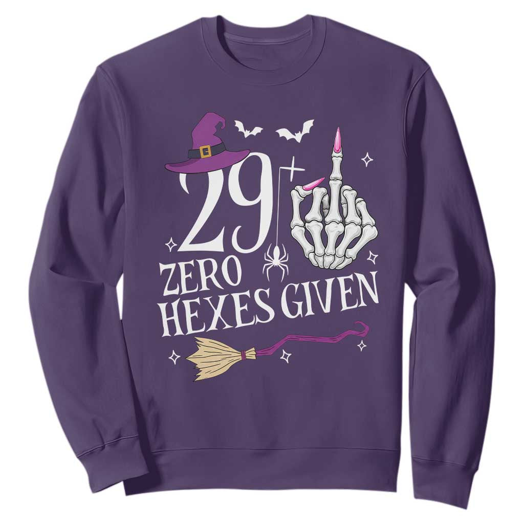 30th Birthday Halloween Sweatshirt 29 Plus Middle Finger Zero Hexes Given Gift For Women TS14 Purple Print Your Wear