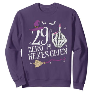 30th Birthday Halloween Sweatshirt 29 Plus Middle Finger Zero Hexes Given Gift For Women TS14 Purple Print Your Wear
