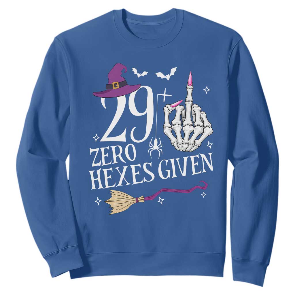 30th Birthday Halloween Sweatshirt 29 Plus Middle Finger Zero Hexes Given Gift For Women TS14 Royal Blue Print Your Wear