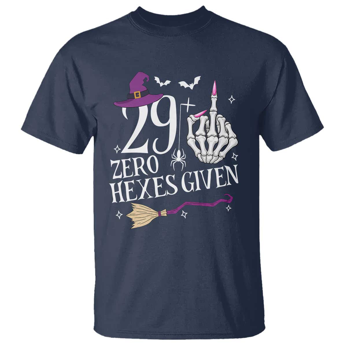 30th Birthday Halloween T Shirt 29 Plus Middle Finger Zero Hexes Given Gift For Women TS14 Navy Print Your Wear