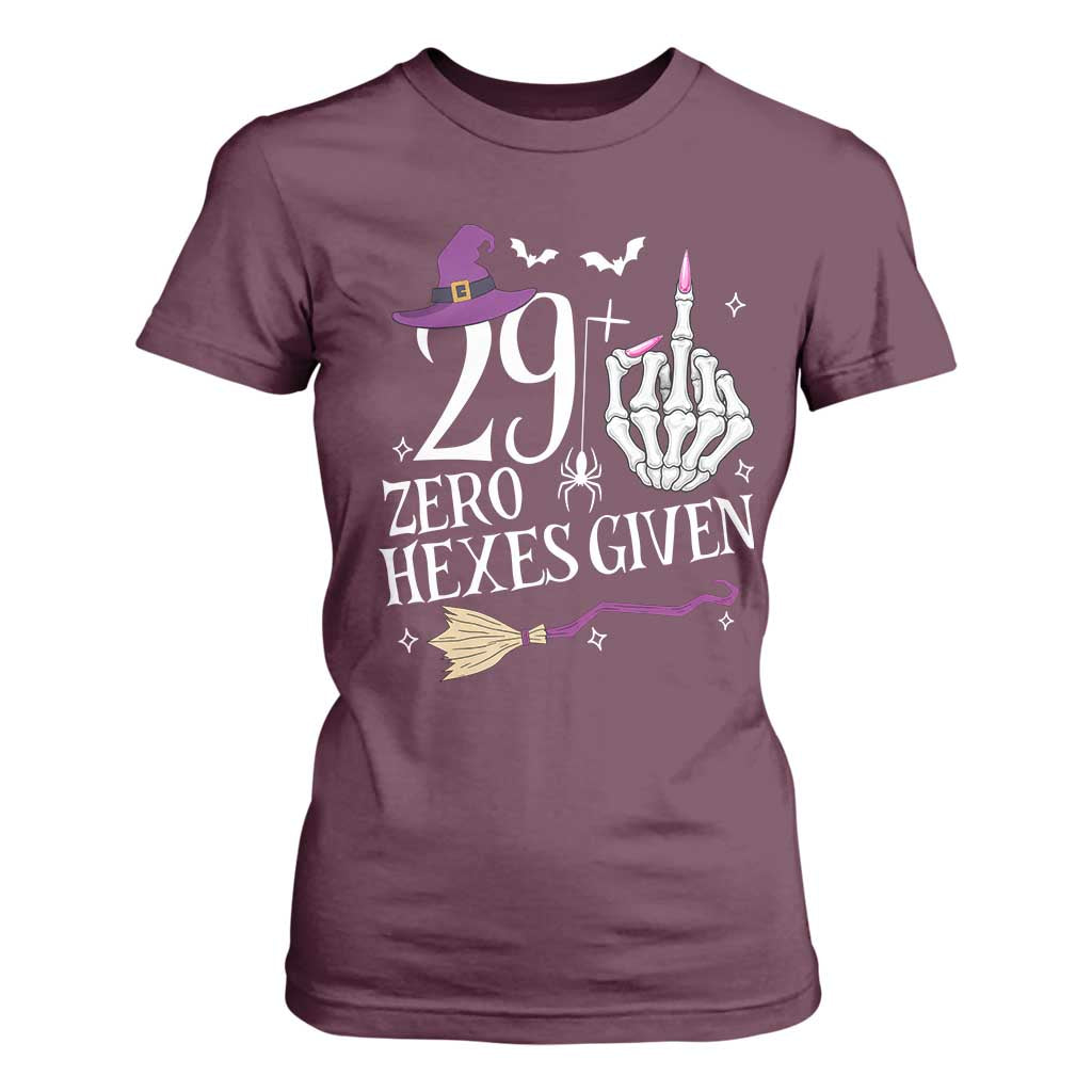 30th Birthday Halloween T Shirt For Women 29 Plus Middle Finger Zero Hexes Given Gift For Women TS14 Maroon Print Your Wear