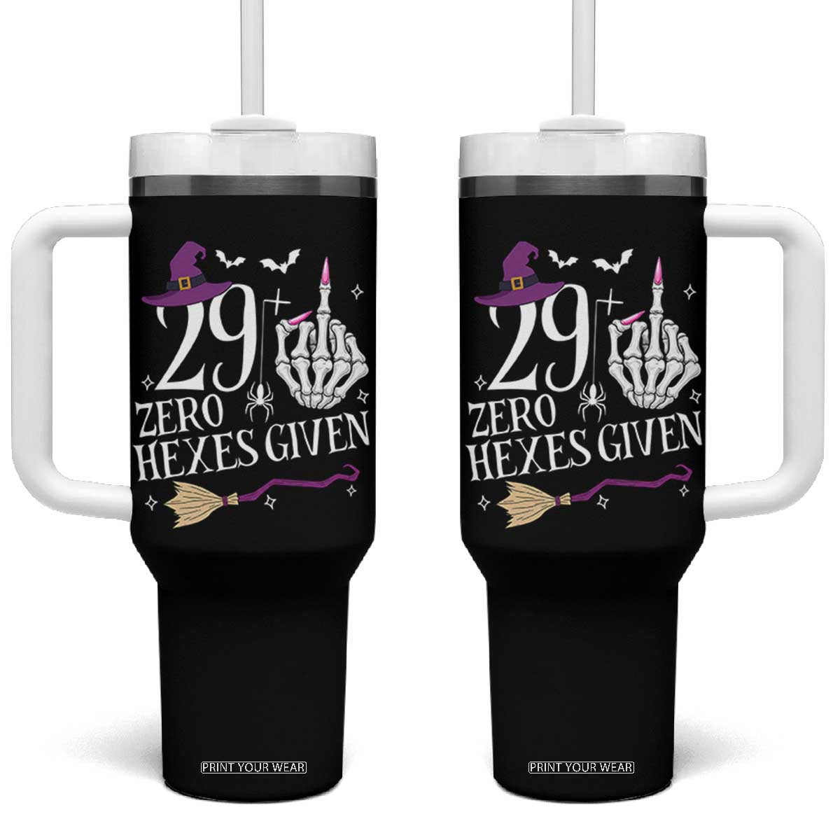 30th Birthday Halloween Tumbler With Handle 29 Plus Middle Finger Zero Hexes Given Gift For Women TS14 One Size: 40 oz Black Print Your Wear
