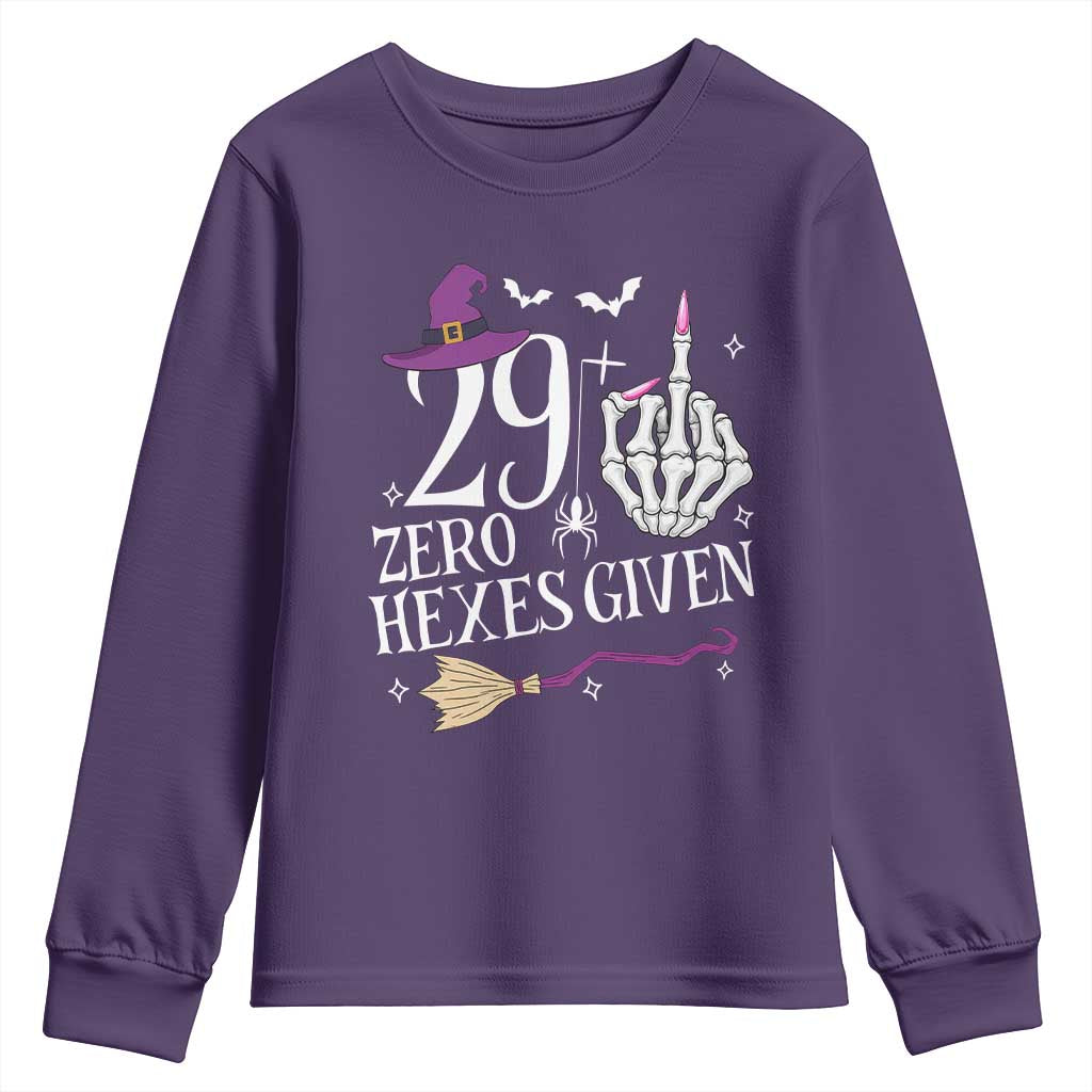 30th Birthday Halloween Youth Sweatshirt 29 Plus Middle Finger Zero Hexes Given Gift For Women TS14 Purple Print Your Wear