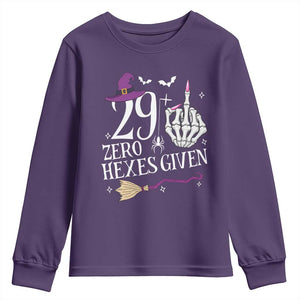 30th Birthday Halloween Youth Sweatshirt 29 Plus Middle Finger Zero Hexes Given Gift For Women TS14 Purple Print Your Wear