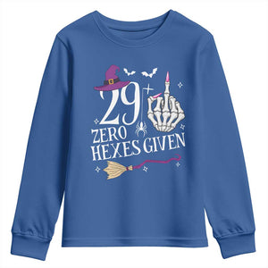 30th Birthday Halloween Youth Sweatshirt 29 Plus Middle Finger Zero Hexes Given Gift For Women TS14 Royal Blue Print Your Wear