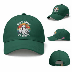 90th Birthday Halloween Ghost Baseball Cap Holy Sheet I'm Ninety