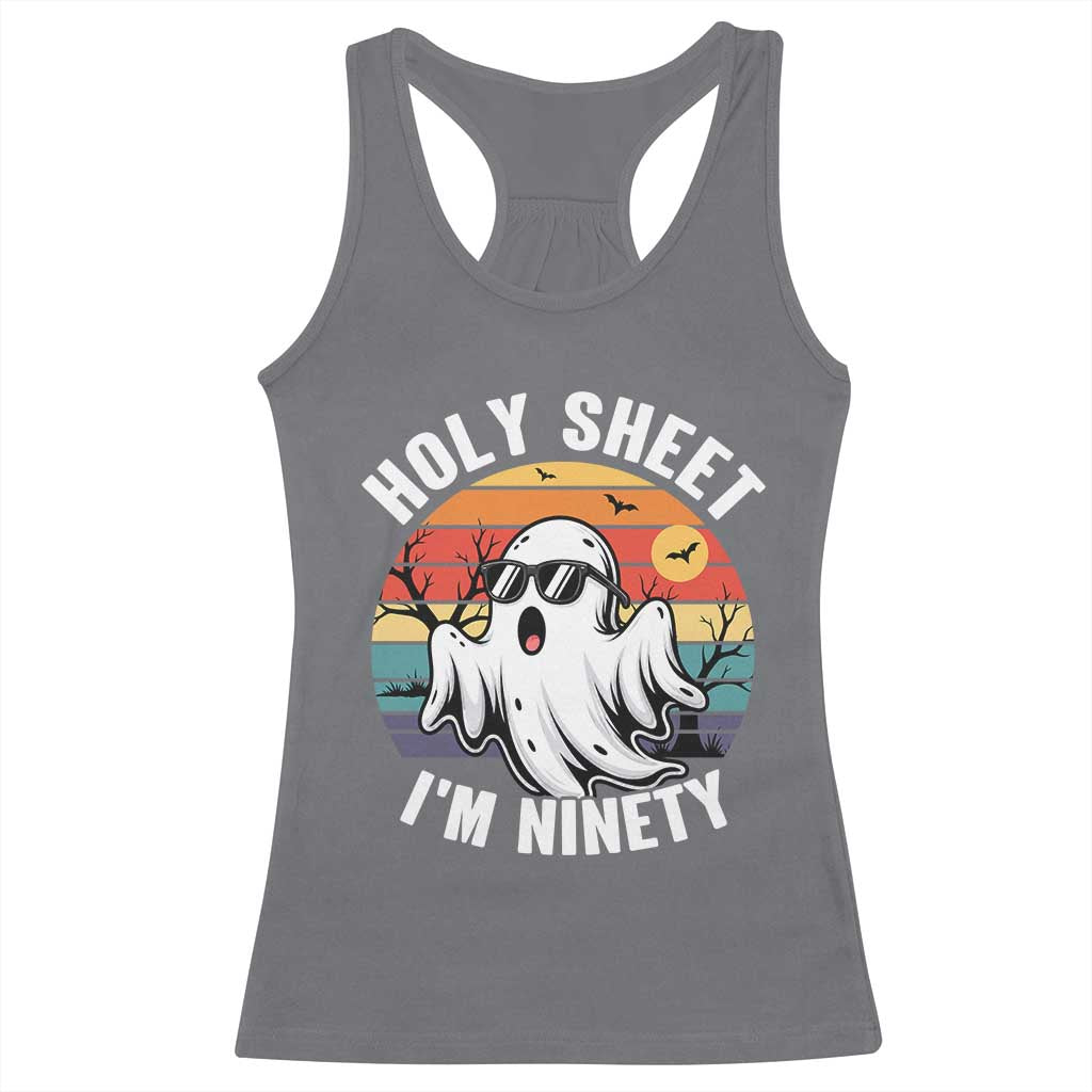 90th Birthday Halloween Ghost Racerback Tank Top Holy Sheet I'm Ninety
