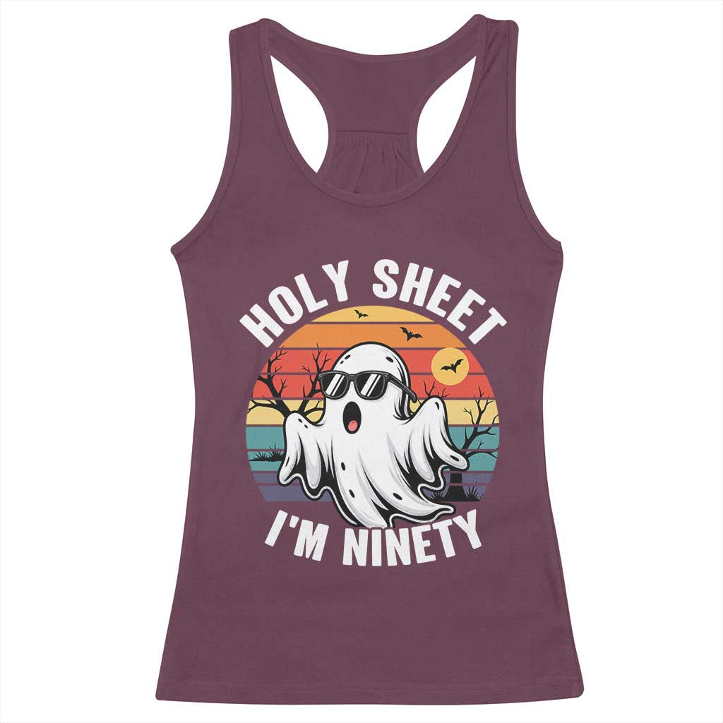 90th Birthday Halloween Ghost Racerback Tank Top Holy Sheet I'm Ninety