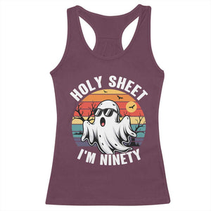 90th Birthday Halloween Ghost Racerback Tank Top Holy Sheet I'm Ninety