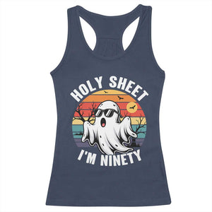 90th Birthday Halloween Ghost Racerback Tank Top Holy Sheet I'm Ninety