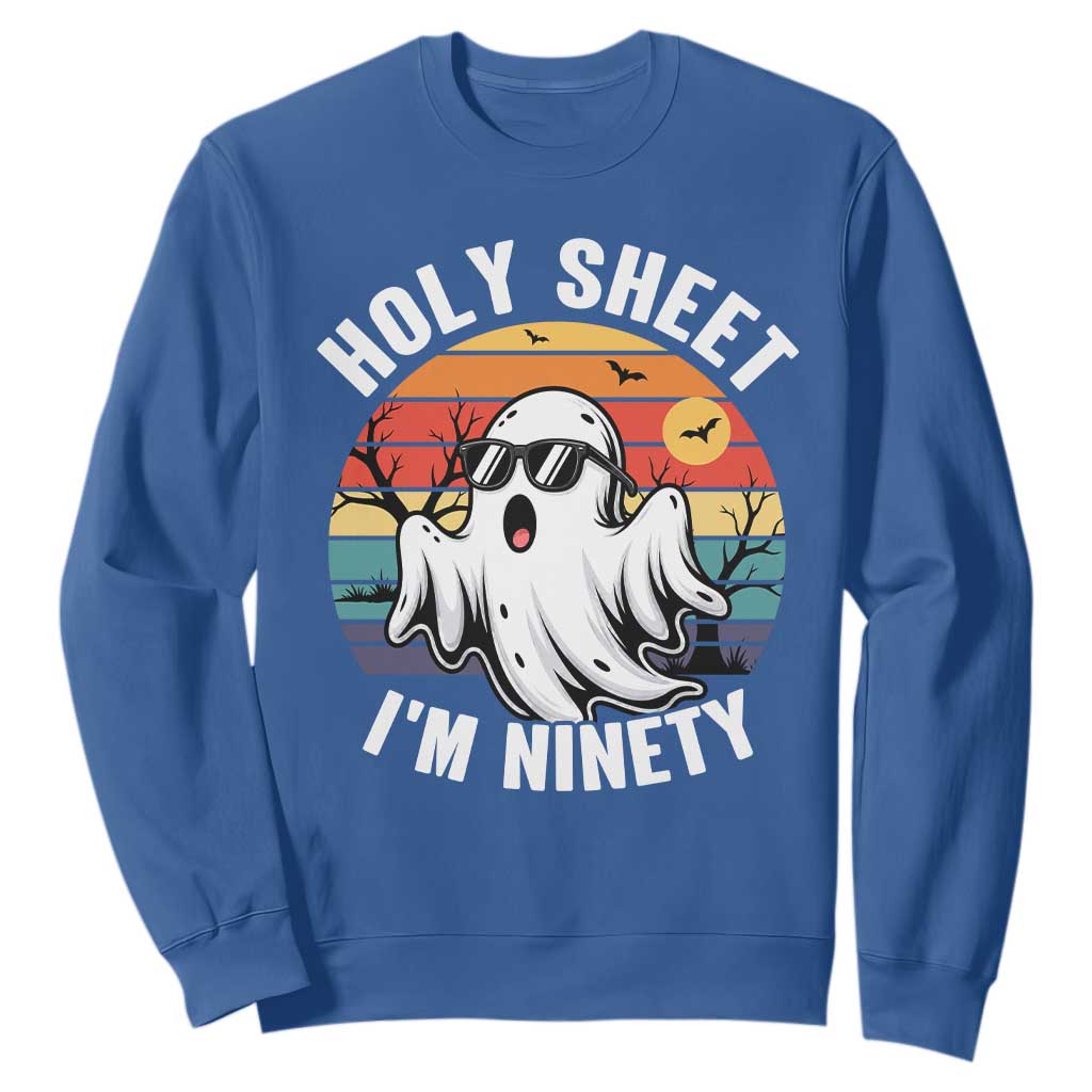 90th Birthday Halloween Ghost Sweatshirt Holy Sheet I'm Ninety